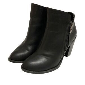 Top Moda Black Faux Leather Ankle Boots, 7